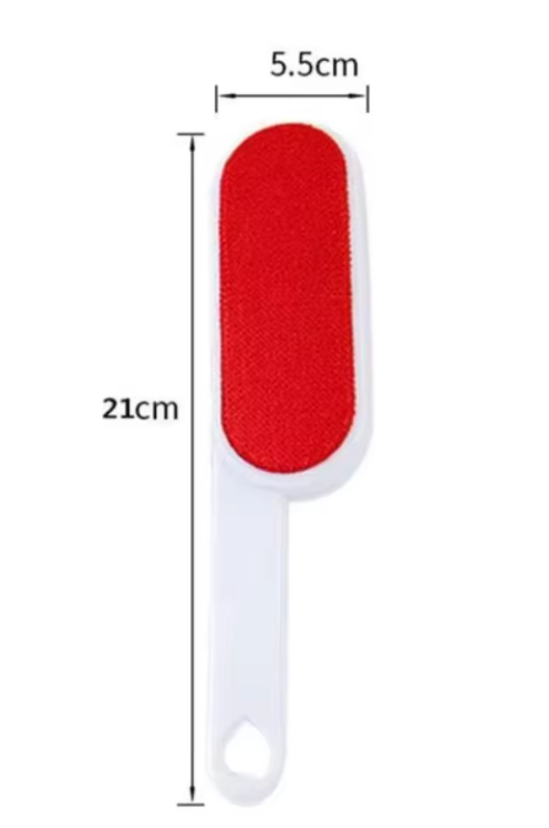 Red and white cleaning brush with dimensions labeled on a white background