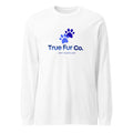 White long-sleeve shirt with True Fur Co. logo on a white background