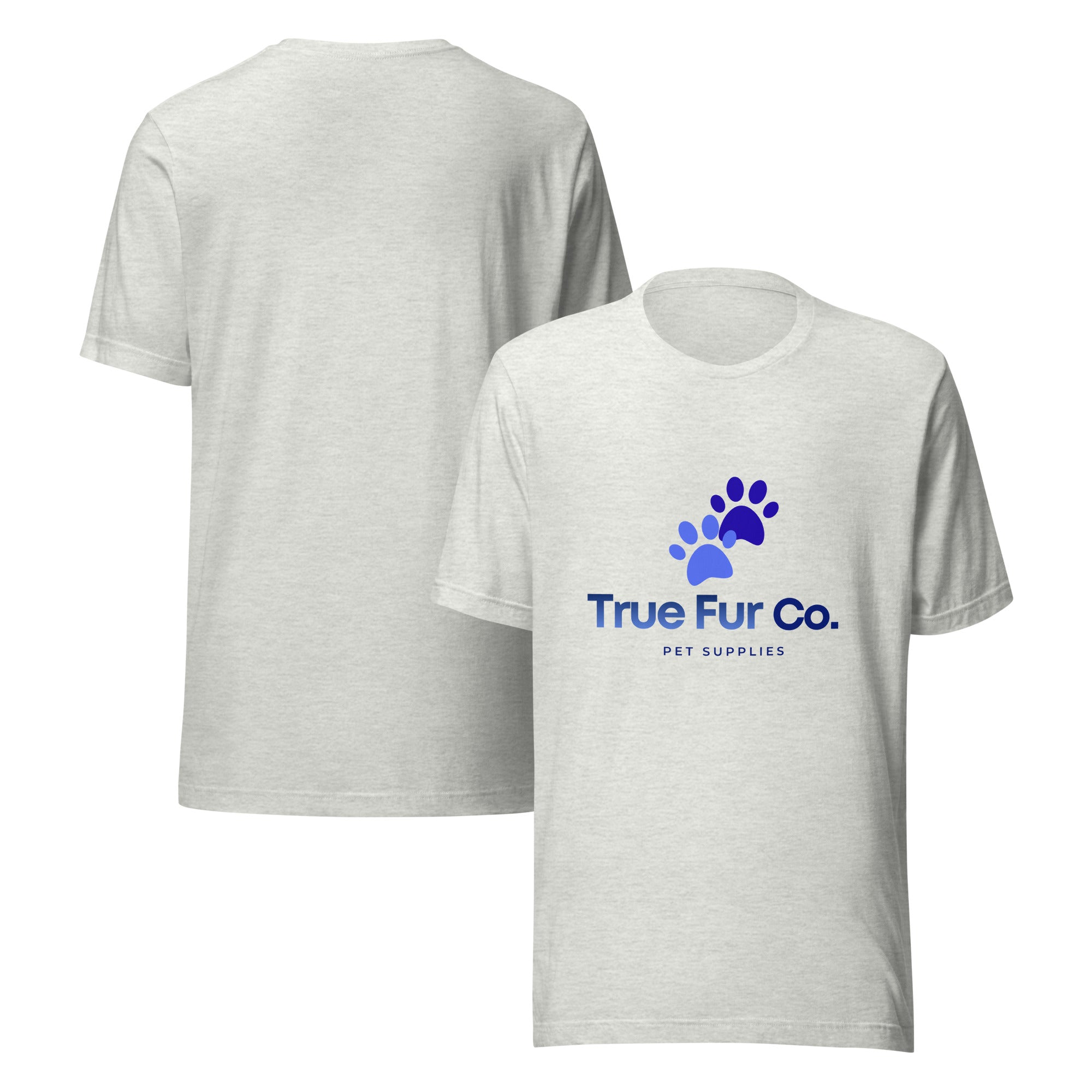White t-shirt with 'True Fur Co.' logo on a white background